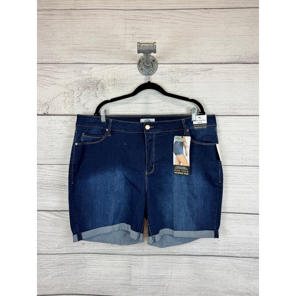 Royalty For Me Dark Indigo Roll-Cuff Denim Shorts